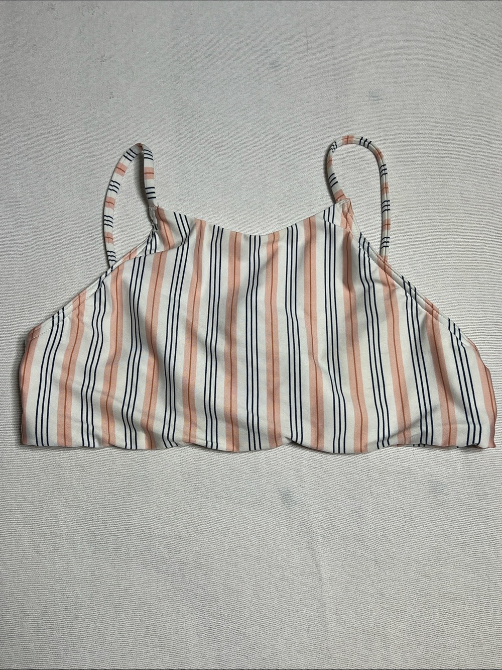 Striped Peach & Navy Spaghetti Strap Crop Top - Women